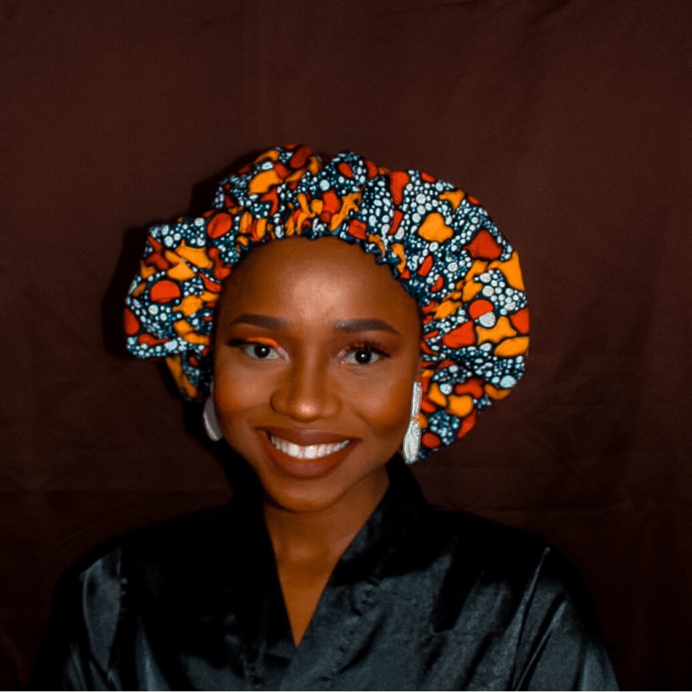 Ankara bonnet| satin lined bonnet | Ankara satin-lined bonnets head cover - Picture 4 of 4